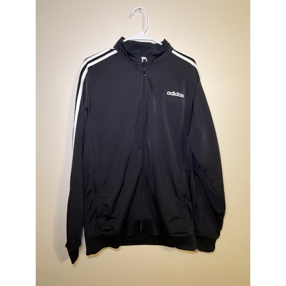 adidas Essentials Men's 3-Stripes Tricot Track‎ Jacket, Large, Black/White/White